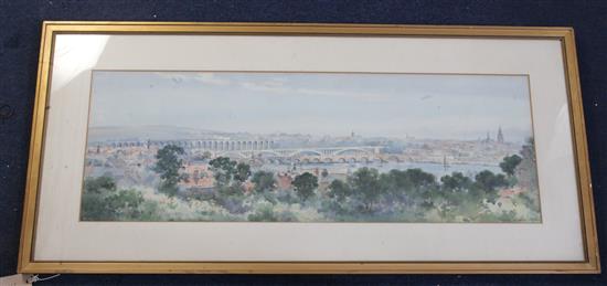 Frank Watson Wood (1862-1953) View of Berwick on Tweed 10 x 29in.